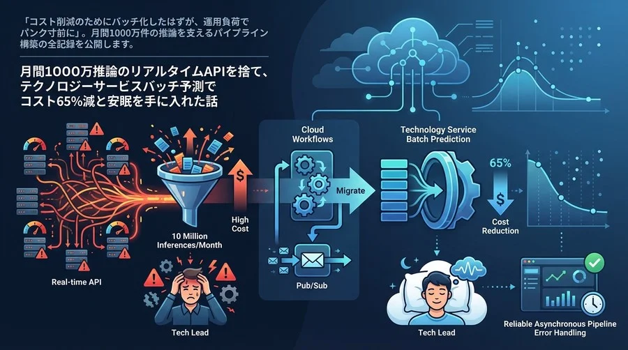 月間1000万推論のリアルタイムAPIを捨て、Vertex AIバッチ予測でコスト65%減と安眠を手に入れた話