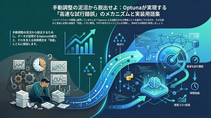 手動調整の泥沼から脱出せよ：Optunaが実現する「高速な試行錯誤」のメカニズムと実装用語集
