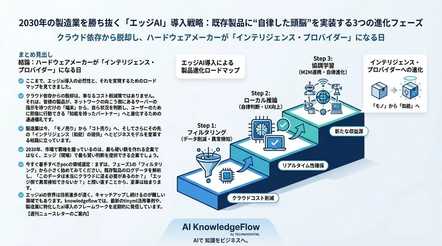 2030年の製造業を勝ち抜く「エッジAI」導入戦略：既存製品に“自律した頭脳”を実装する3つの進化フェーズ - Conclusion Image