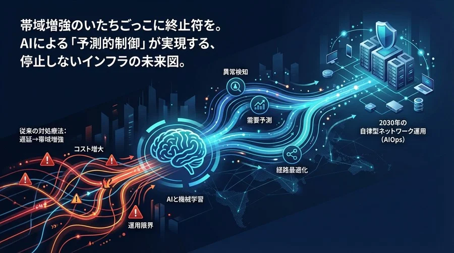 帯域増強の限界を突破するAIOps：予測的制御で実現する2030年の自律型ネットワーク運用