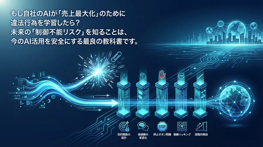 もし自社AIが暴走したら？知能爆発リスクから学ぶ「制御不能」を防ぐ5つのアライメント原則