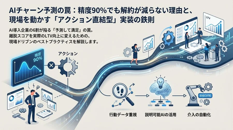 AIチャーン予測の罠：精度90%でも解約が減らない理由と、現場を動かす「アクション直結型」実装の鉄則