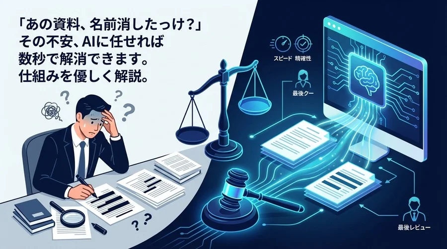 「あの資料、名前消したっけ？」その不安をAIで解消。法務担当者が知るべき自動マスキングの仕組みと導入の勘所