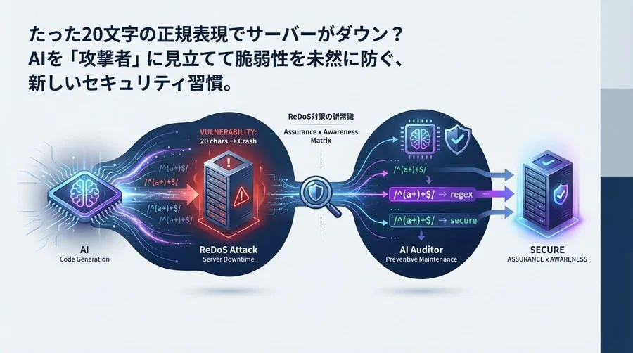 たった20文字でサーバー停止？AIを攻撃者に見立てて正規表現の脆弱性を暴く、ReDoS対策の新常識