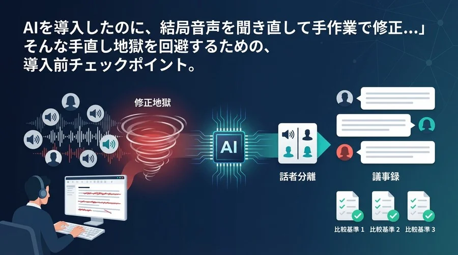 議事録AIの「話者分離」で失敗しない！修正地獄を回避する3つの比較基準