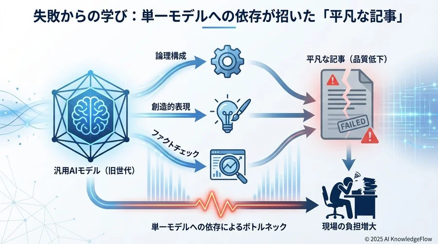 失敗からの学び：単一モデルへの依存が招いた「平凡な記事」 - Section Image