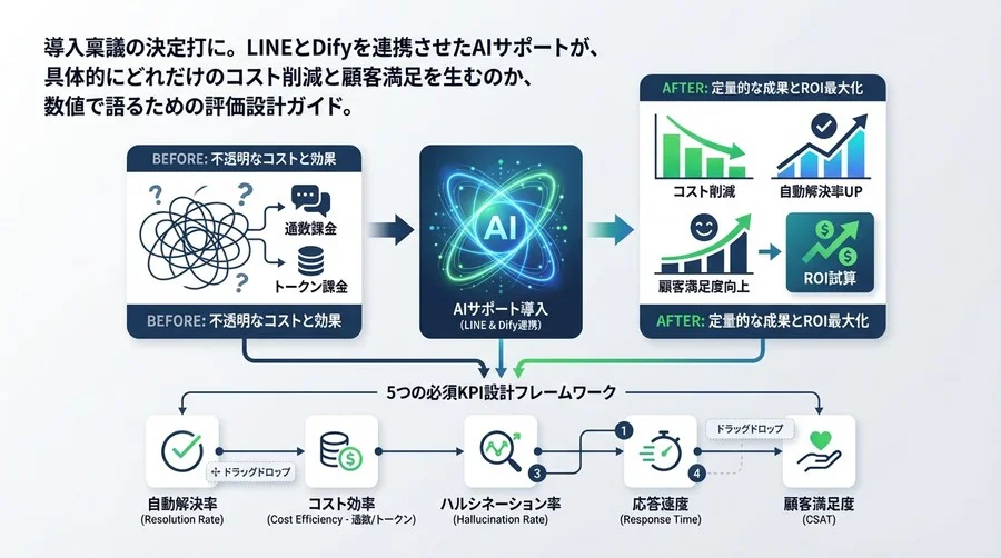LINE×Dify連携のAIサポート導入：稟議を通すためのROI試算と5つの必須KPI設計ガイド