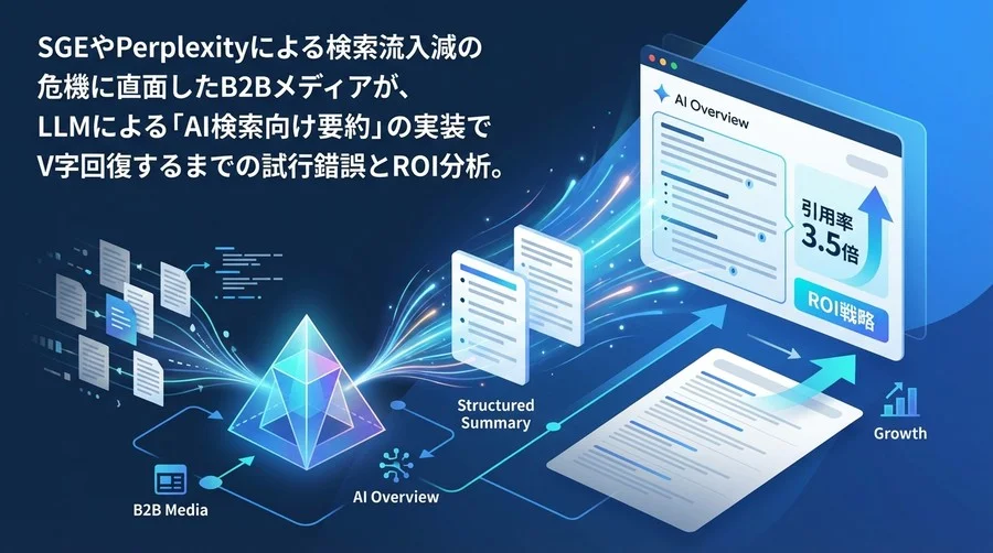 【SGE対策事例】AI検索の引用率が3.5倍に。要約自動生成で挑む「クリックゼロ」時代のROI戦略