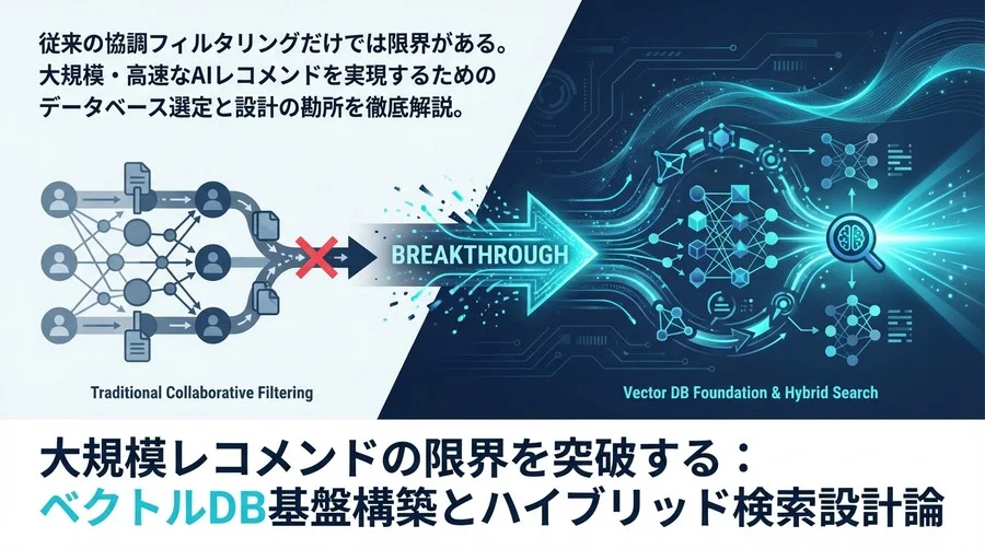 大規模レコメンドの限界を突破する：ベクトルDB基盤構築とハイブリッド検索設計論