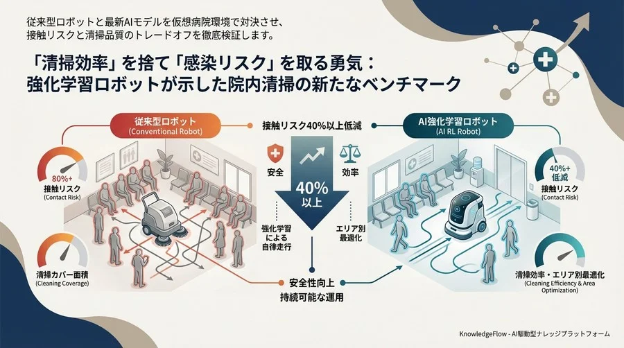 「清掃効率」を捨て「感染リスク」を取る勇気：強化学習ロボットが示した院内清掃の新たなベンチマーク