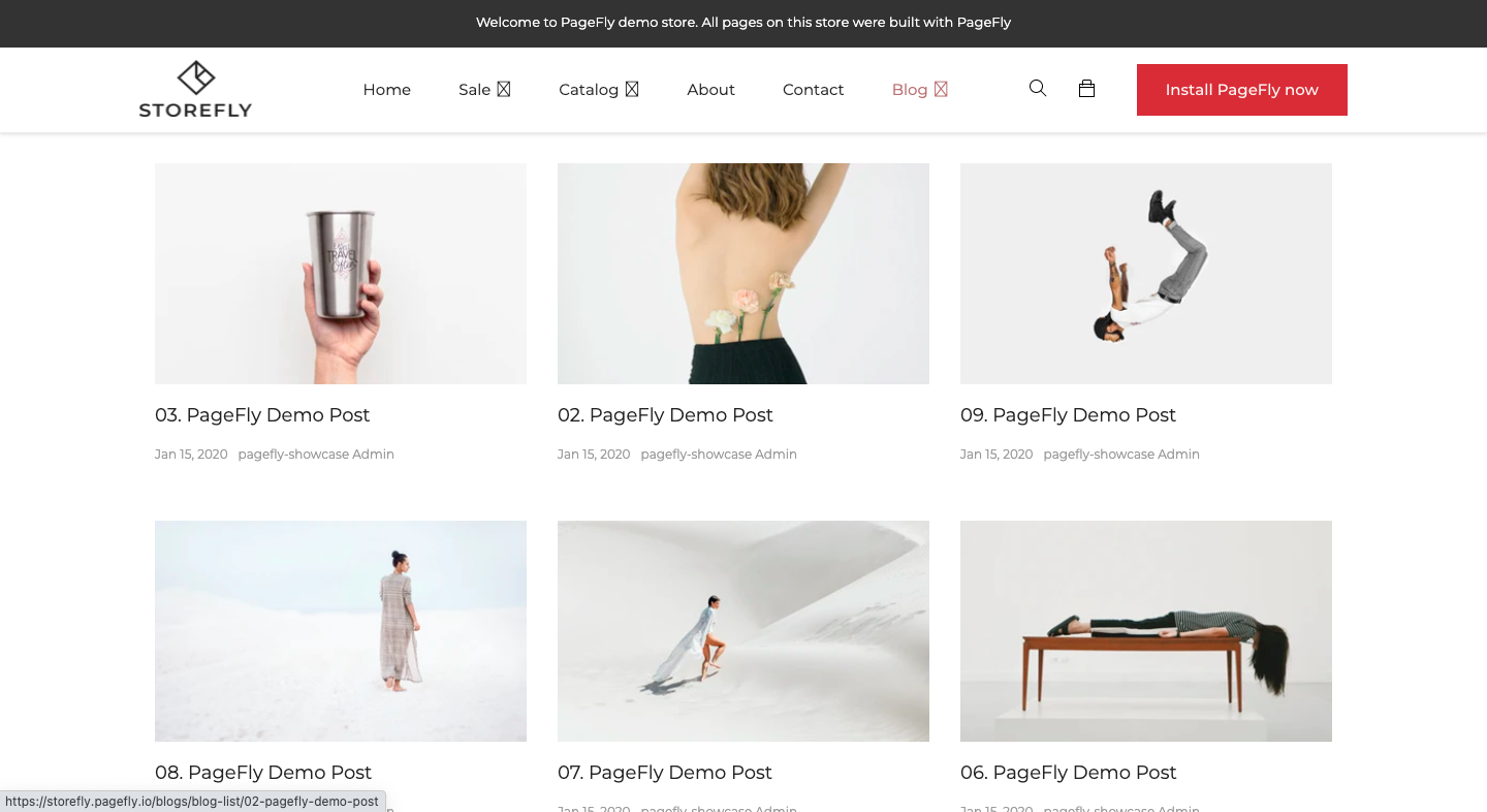 ブログページは、ブログ記事(コンテンツ)を表示するページです。Shopifyのブログページは、画像とテキストで構成されており、コンテンツを入力するだけでブログ記事として反映されます。