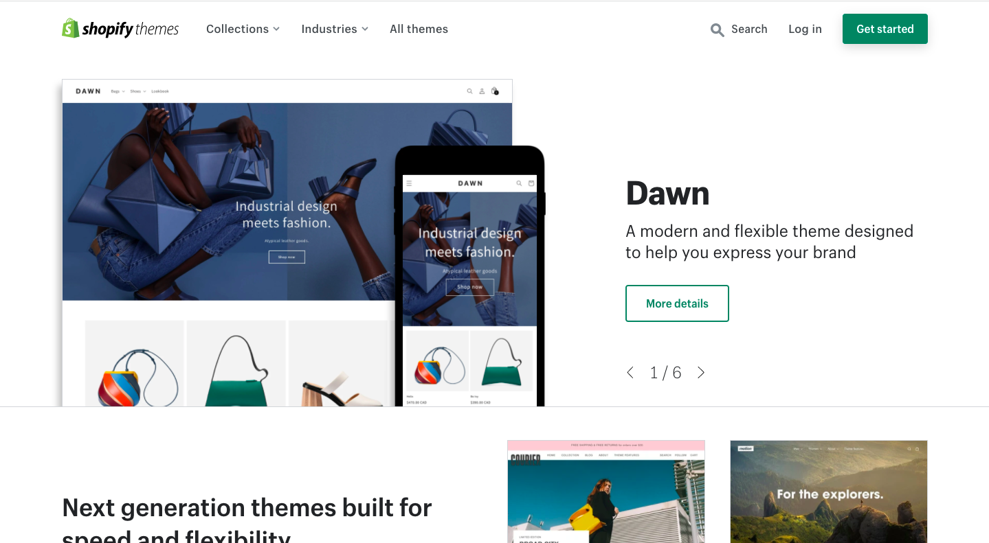 Shopifyは「テーマ」といわれるネットショップのテンプレートデザインを選択して使用します。Shopifyテーマは公式のものだけで約100種類あり、非公式のものを合わせるとさらに多く存在します。(無料テーマもあれば有料テーマもあります。)